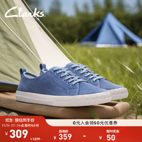 Clarks 其乐 女鞋洛可斯系列休闲板鞋春百搭舒适简约平底小白鞋 牛仔蓝 261683044 37.5