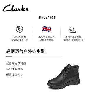 Clarks其乐ATL系列男鞋轻便户外防泼水牛皮徒步运动高帮鞋 黑色 261797467 44