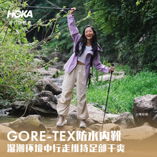 HOKA ONE ONE男女款夏季中帮轻量舒适防水户外徒步鞋TRAIL CODE GTX 黑色/城堡岩色-女 39