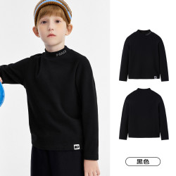 Mini Peace minipeace太平鸟童装男童纯色黑白打底衫儿童长袖T恤