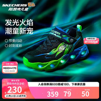 SKECHERS 斯凯奇 男童荧光闪灯鞋童鞋透气跑步运动鞋撞色大童跑鞋400103L