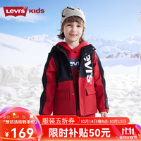 Levi's李维斯儿童外套加绒秋冬款男女童工装风衣童装防风夹克 正黑色 （偏窄拍大一码） 150/72(M)