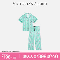 VICTORIA'S SECRET 维密 天丝绵柔印花夏季短袖长裤套装睡衣女士家居服2 26M0碧玺蓝火烈鸟 11245469 XS