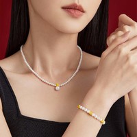 CHOW TAI FOOK 周大福 传福系列福字18K金珍珠手串淡水珍手链女T82399