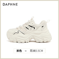 DAPHNE 达芙妮 白色老爹鞋女厚底轻便小白鞋2024新款百搭松糕运动休闲鞋子