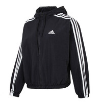 adidas 阿迪达斯 外套女子新款运动服梭织休闲防风连帽夹克HT3399 ZP