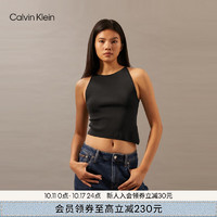 卡尔文·克莱恩 Calvin Klein Jeans24秋季女ck性感辣妹不规则剪裁内搭黑色背心针织衫J224447 BEH-太空黑 S