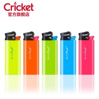 CRICKET 草蜢 打火机原装进口 薄款迷你小砂轮打火机cricket火石一次性打火机 个性时尚安全滑轮 荧光色迷你 5只