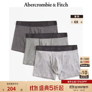 Abercrombie & Fitch 男装套装 3条装logo弹力柔软四角内裤337917-1 灰色 L