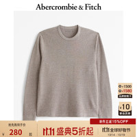 ABERCROMBIE & FITCH男装 24秋季廓形微华夫格纹叠搭长袖圆领T恤KI124-4345 浅棕色 M (180/100A)