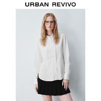 URBAN REVIVO UR2024冬季新款女法式通勤花边饰宽松长袖开襟衬衫UYU240016