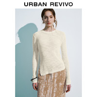 URBAN REVIVO UR2024冬季新款女装时髦不规则开衩修身针织衫UWM940016