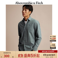 Abercrombie & Fitch 男装 美式复古百搭通勤经典小麋鹿长袖府绸衬衫