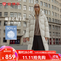 坦博尔2024高充绒量连帽羽绒服女中长款加厚保暖冬天外套TBF530780J 知春米 165/88A