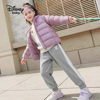 Disney 迪士尼 童装儿童轻薄羽绒服2024年秋冬新款男童女童连帽羽绒服过衣服洋气 奶缇紫 110cm