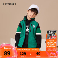 CONVERSE 匡威 儿童加绒马甲冬季新款纯色保暖运动小背心女大童针织秋装上衣 群青绿 120/60