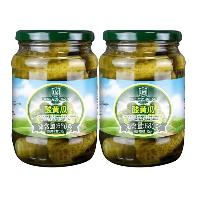 Henry Morgan 亨利摩根 进口酸黄瓜俄式酸青瓜俄罗斯腌小黄瓜罐头680g*2瓶