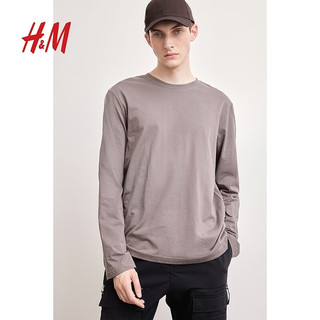 H&M2024秋季新款男装时尚休闲百搭标准版型汗布上衣1029317