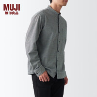 無印良品 MUJI（無印良品 ）男式 法兰绒 立领衬衫长袖休闲百搭衬衣男士外套纯棉全棉ACA75C1A 米白色格纹 M (170/92A)
