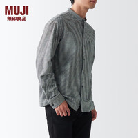 无印良品（MUJI）男式 法兰绒 立领衬衫长袖休闲百搭衬衣男士外套纯棉全棉ACA75C1A 米白色格纹 M (170/92A)