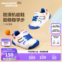 SKECHERS 斯凯奇 童鞋宝宝鞋子1-3岁男女学步鞋春秋防踢飞机翼运动鞋407321N 男童-白色-多彩色-NAT 单层 26码