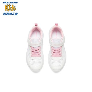 SKECHERS 斯凯奇 女童鞋3-12岁中大童运动鞋夏季网面透气儿童小白鞋302553L 白色/粉色/WPK 27.5码