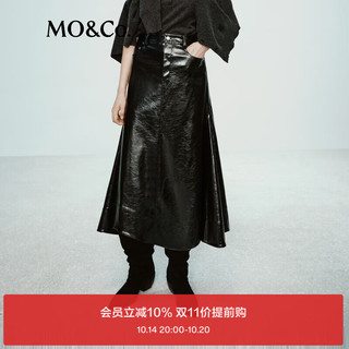 MO&Co.半身裙RECTO设计师联名2024冬新品油鞣素皮高腰MBD4SKT026