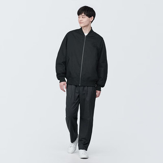 无印良品 MUJI 男式 木棉混 夹克衫春季拉链外套AD0VEA4S 黑色 M 170/92A