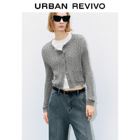 URBAN REVIVO UR2024秋季新款女装复古学院风气质软糯针织毛衣开衫UYY940012