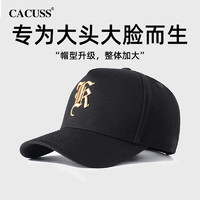 CACUSS 帽子男士四季大头围棒球帽户外遮阳鸭舌帽硬顶显脸小太阳帽黑金大 黑金大号