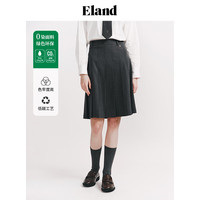 ELAND衣恋WOW半身裙简约经典复古百褶中长裙2024夏季 深藏青色(03)D/NAVY S/160