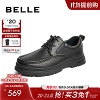 BeLLE 百丽 厚底商务鞋男2024冬羊皮革上班鞋休闲皮鞋8MN01DM4 黑色 38