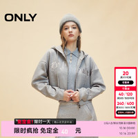 ONLY 2024秋季时尚字母印花宽松连帽短款开衫卫衣女|12439R016 G41 浅花灰 180/96A/XXL