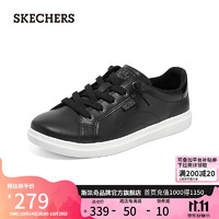 SKECHERS 斯凯奇 女士一脚蹬休闲鞋轻质耐磨舒适白色板鞋114456 黑色224 40