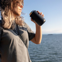 FELLOW Carter move不锈钢咖啡杯防漏陶瓷涂层便捷随行瘦版保温杯 磨砂黑 16oz