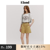 ELAND衣恋短袖T恤女圆领舒爽透气简约上衣24夏 象牙白/白色(39)Ivory M/165