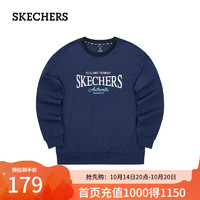 斯凯奇（Skechers）秋季男针织套头卫衣宽松显瘦长袖T恤L324M049 海军蓝/00DU L