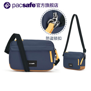 pacsafe 帆布斜挂包 中性百搭运动休闲时尚潮牌防盗旅行斜挎小包 深蓝色-黑白标GO横款单肩包-2.5L 均码