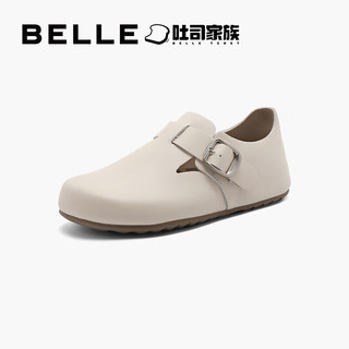 百丽周雨彤全麦吐司勃肯鞋女2024秋季休闲鞋B7Z2DCM4 米白 36
