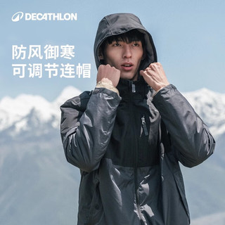 迪卡侬（DECATHLON）上衣秋户外加绒加厚棉服男女运动防风防水外套QUMM 男款- 红棕色-SH100 S 男款-黑棕拼色-SH100