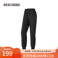 SKECHERS 斯凯奇 女子长款加绒梭织长裤P424W149 碳黑/0018 XL