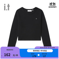 :CHOCOOLATEit 女装合身长袖T恤2024秋季简约基础内搭1890XFN BKX/黑色 XS