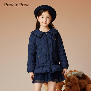 Paw in Paw PawinPaw卡通小熊童装2024年秋冬女童荷叶边羽绒服甜可爱 Navy藏青色/59 120cm