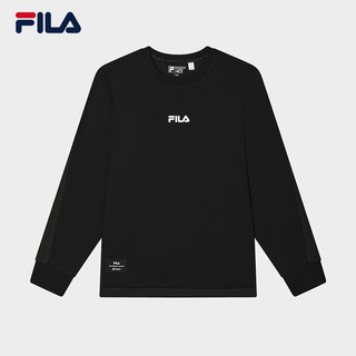 FILA 斐乐 官方男子针织长袖衫2024冬新款时尚休闲简约舒适黑色长T