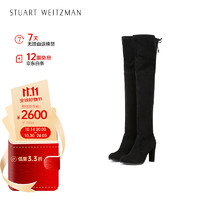 STUART WEITZMAN SW女鞋 黑色绒面皮革过膝长靴 HIGHLAND BLACK SUEDE 38