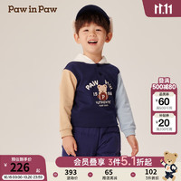 Paw in Paw PawinPaw卡通小熊童装2024年秋冬男宝带帽卫衣撞色时尚好搭 Navy藏青色/59 110cm