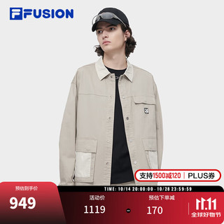 FILA FUSION 斐乐潮牌官方梭织外套男2024夏季户外夹克拼色翻领上衣