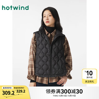 hotwind 热风 24年冬季女士轻薄羽绒马甲 01黑色 L