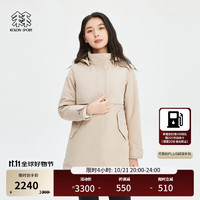 KOLON SPORT 可隆加热棉服 女子户外防泼水运动控温保暖长款外套夹克 LKPJ4ST500-BE 米黄 175/XL