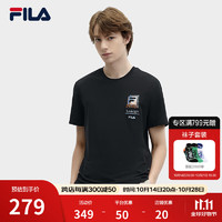 FILA 斐乐 男子针织短袖衫2024夏时尚休闲基础简约干爽T恤 正黑色-BK 175/96A/L